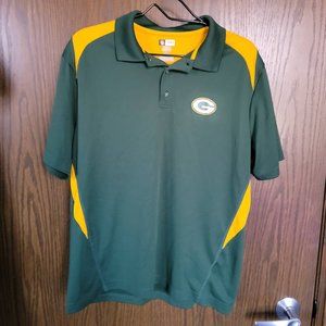 NFL Green Bay Packer Green Gold Polo Golf Shirt Size Large